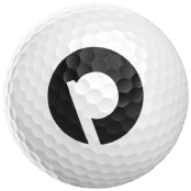 Close-up of a golf ball featuring the unique Puttery P branding.
