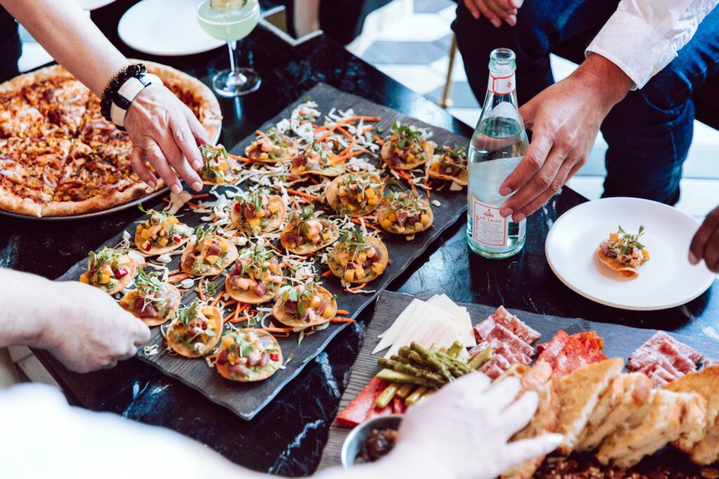 Puttery Event Food Set-up with Tuna Shareables and Pizza